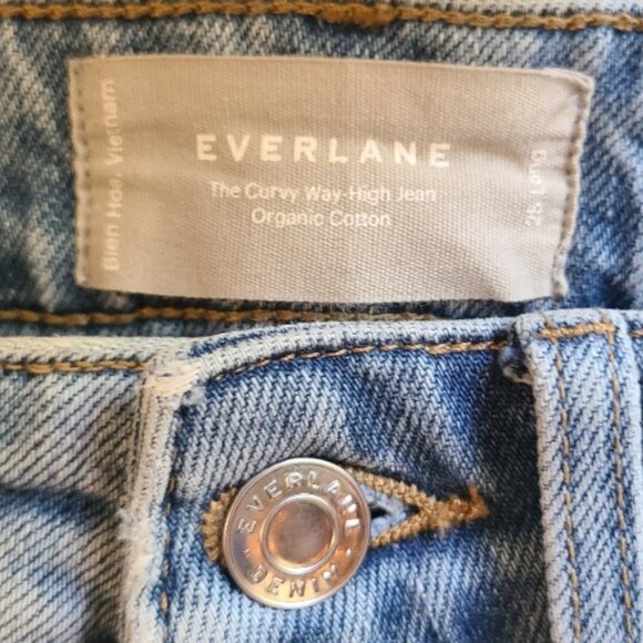 EVERLANE THE CURVY WAY HIGH JEANS STRETCH ORGANIC COTTON STRAIGHT HIGH RISE 25 - Picture 6 of 7
